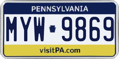 PA license plate MYW9869