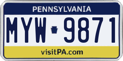 PA license plate MYW9871