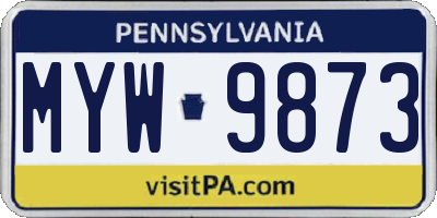 PA license plate MYW9873