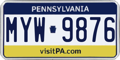 PA license plate MYW9876