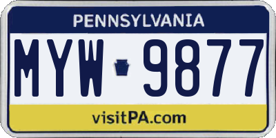 PA license plate MYW9877