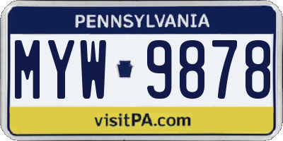 PA license plate MYW9878