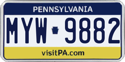 PA license plate MYW9882