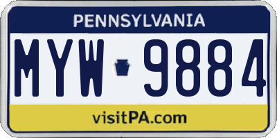 PA license plate MYW9884