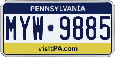 PA license plate MYW9885