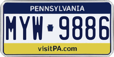 PA license plate MYW9886