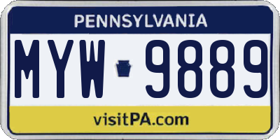 PA license plate MYW9889