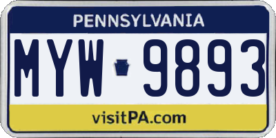 PA license plate MYW9893