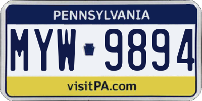 PA license plate MYW9894