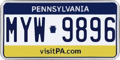 PA license plate MYW9896