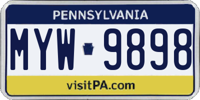 PA license plate MYW9898