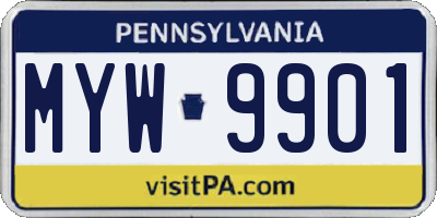 PA license plate MYW9901