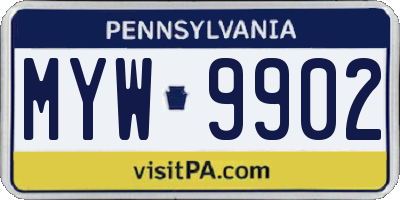 PA license plate MYW9902