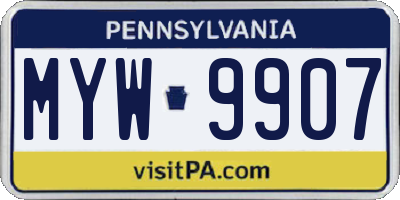PA license plate MYW9907