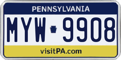 PA license plate MYW9908