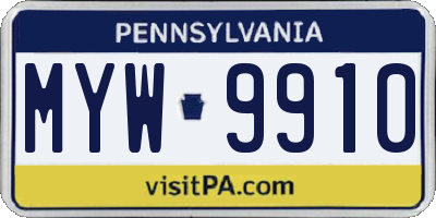 PA license plate MYW9910