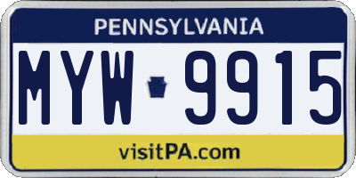 PA license plate MYW9915