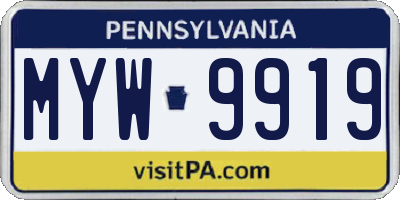PA license plate MYW9919