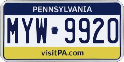 PA license plate MYW9920