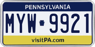 PA license plate MYW9921