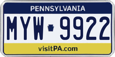 PA license plate MYW9922
