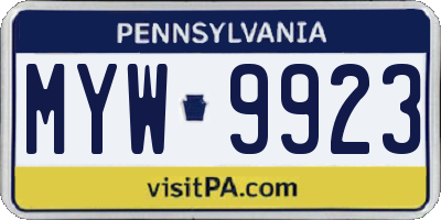 PA license plate MYW9923