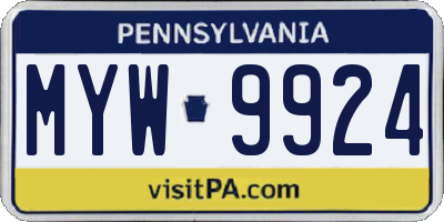 PA license plate MYW9924
