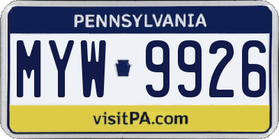 PA license plate MYW9926