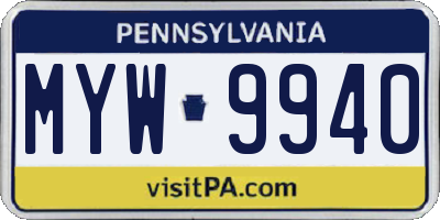 PA license plate MYW9940