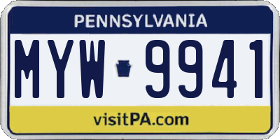 PA license plate MYW9941