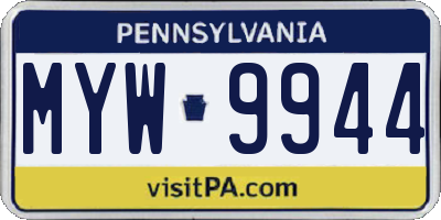 PA license plate MYW9944
