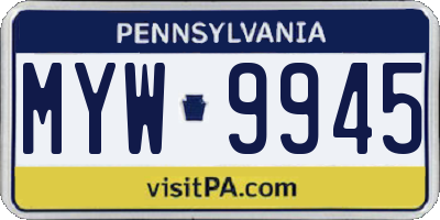 PA license plate MYW9945