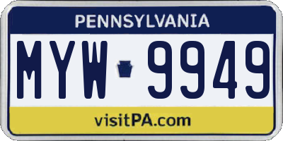 PA license plate MYW9949