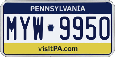 PA license plate MYW9950