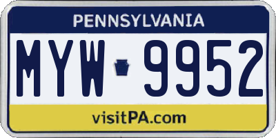 PA license plate MYW9952