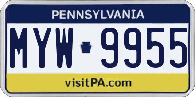 PA license plate MYW9955