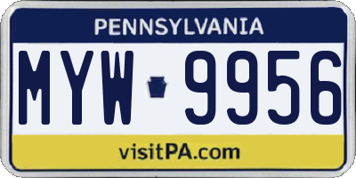 PA license plate MYW9956