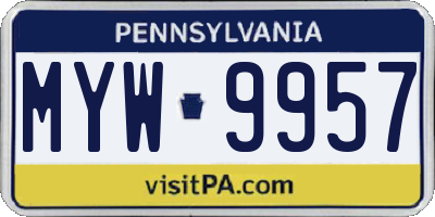 PA license plate MYW9957