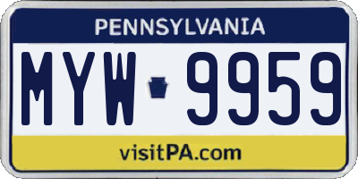 PA license plate MYW9959