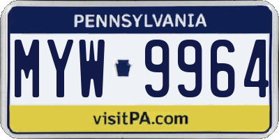 PA license plate MYW9964