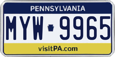 PA license plate MYW9965