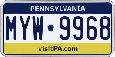 PA license plate MYW9968