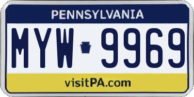 PA license plate MYW9969