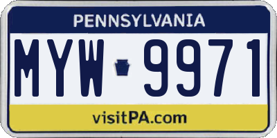 PA license plate MYW9971
