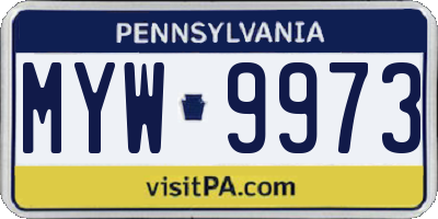 PA license plate MYW9973