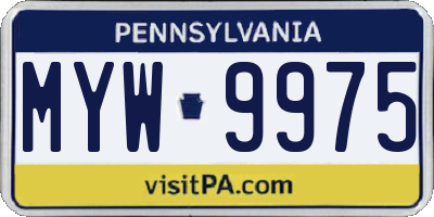 PA license plate MYW9975