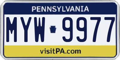 PA license plate MYW9977
