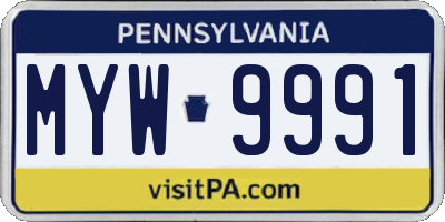 PA license plate MYW9991