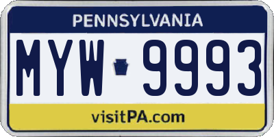PA license plate MYW9993