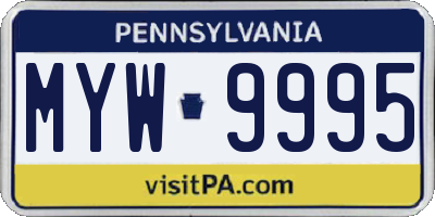 PA license plate MYW9995
